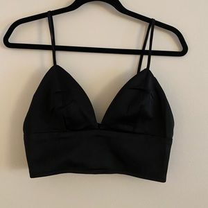 Satin Black Crop Top